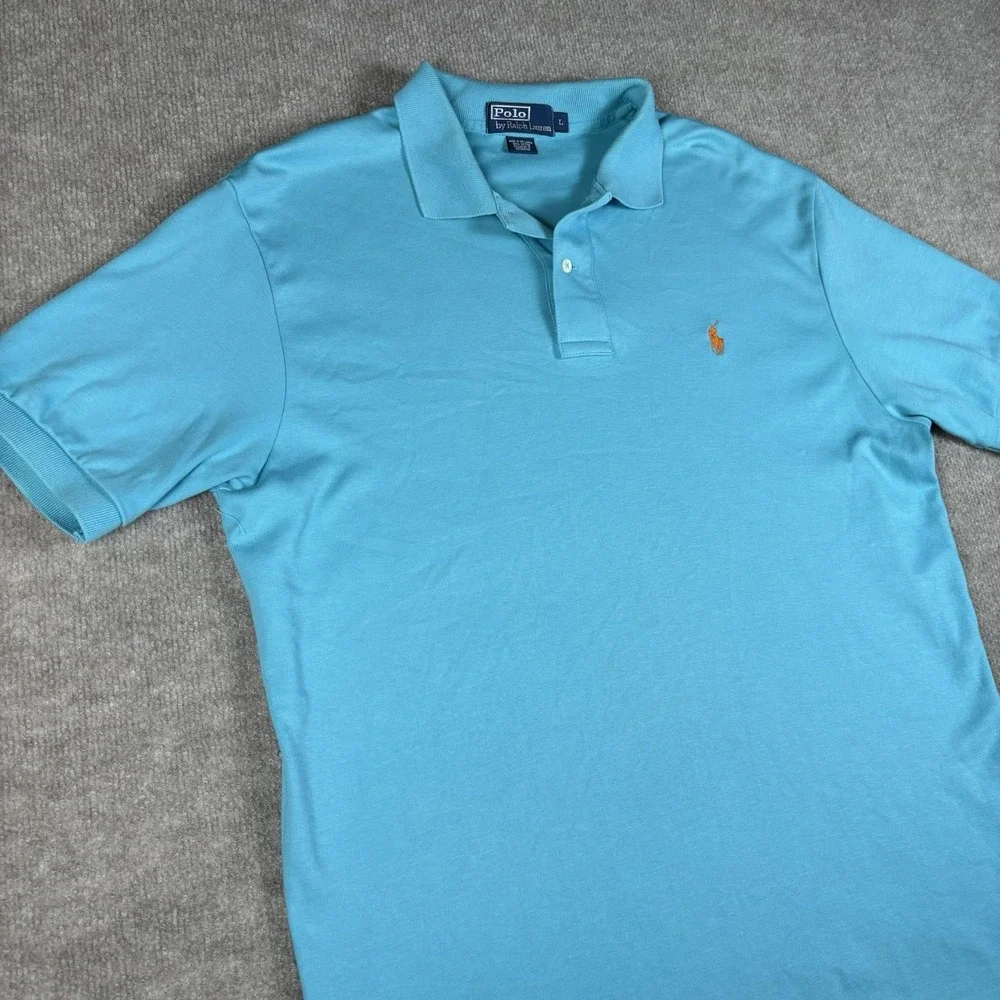 Polo Ralph Lauren Polo Shirt Mens Large Blue 100% Cotton Short Sleeve Pony